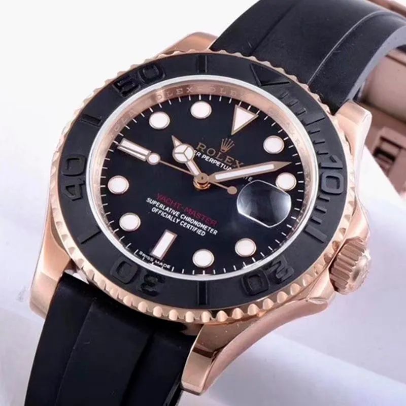 ROLEX ヨットマスター 自動巻き ブラック 文字盤 ローズゴールド1 m126655-0002