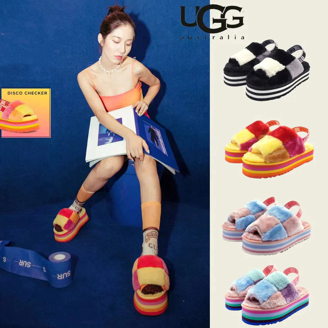 雑誌掲載！★今季大人気！【UGG】軽量厚底♡disco checker slide