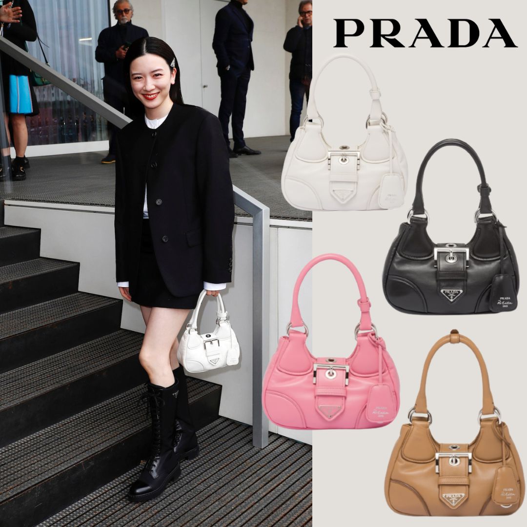 【PRADA直営店】2023春の新作🔥雑誌「25ans」掲載！永野芽郁さん着用！ムーン パデッドナッパレザー バッグ