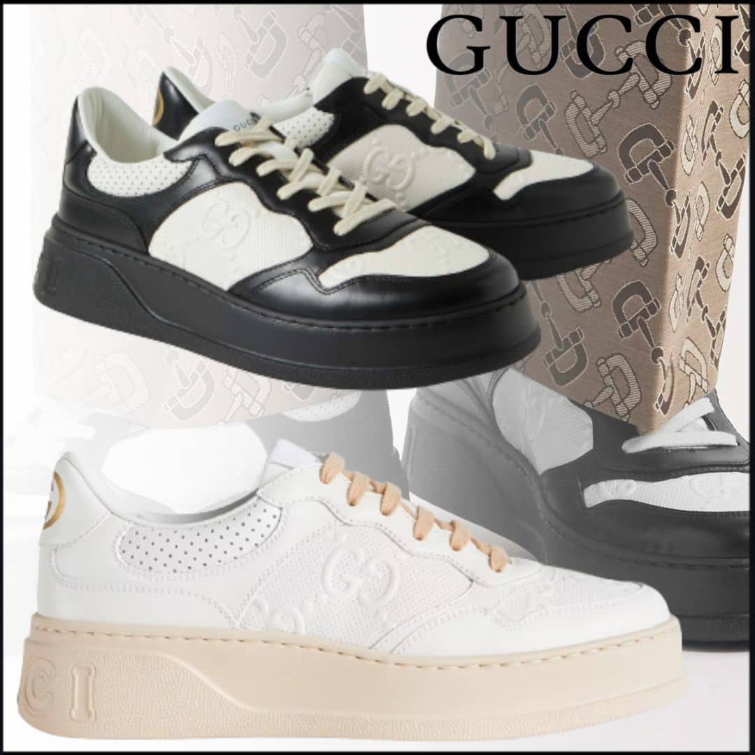 【GUCCI】2023新限定カラー！男女兼用 GGエンボス  スニーカー