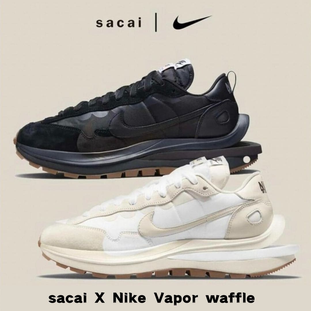 【sacai X Nike】🔥2024 年新色発売！★激レア確定！世界が欲しがるプレミアムな一足♪ Vaporwaffle スニーカー