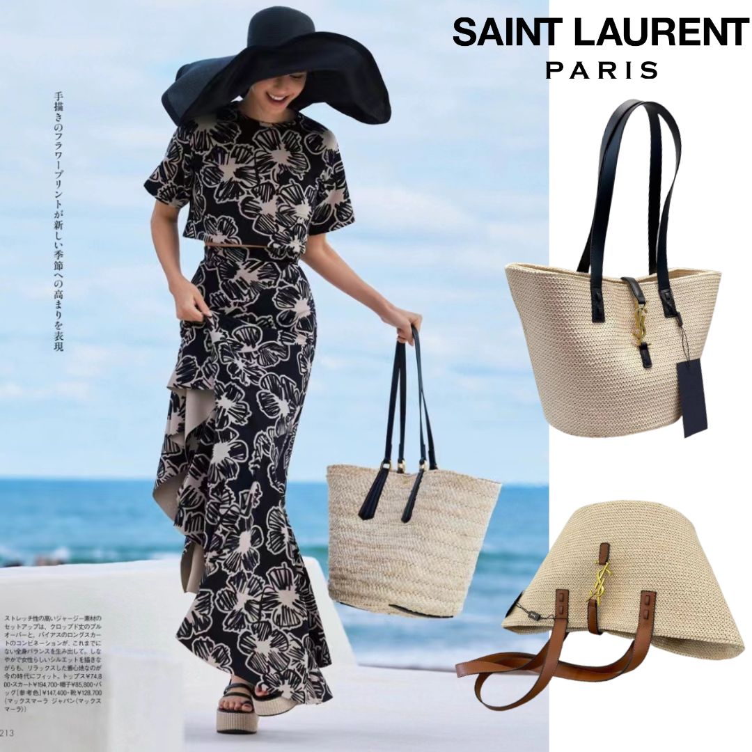 【SAINT LAURENT直営店 】🔥Vivi雑誌掲載❤️藤井 サチさんが推す！Raffiaトートバッグ